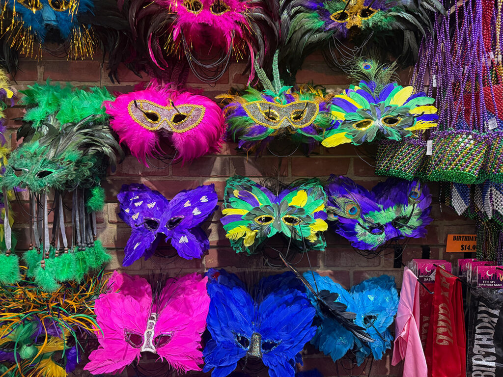 purple, gold and green mardi gras masks
