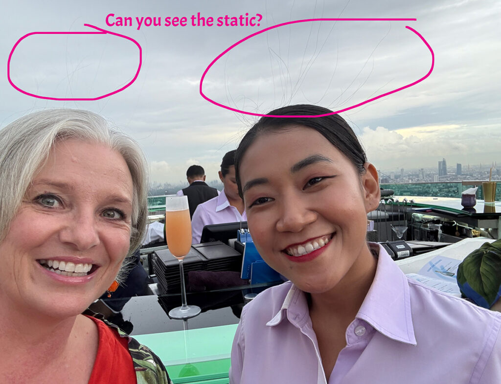 Static in our hair 64 floors up